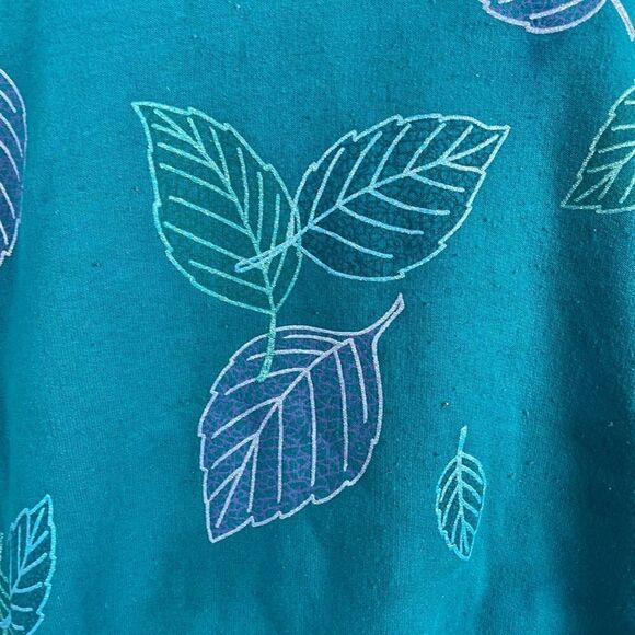 Vintage Morning Sun Womens Teal and Purple Leaf Pattern Sweater Size XL - Picture 3 of 6